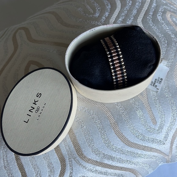 LINKS OF LONDON STERLING SILVER w/ BLACK CORD & COPPER BRACELET - Picture 5 of 10